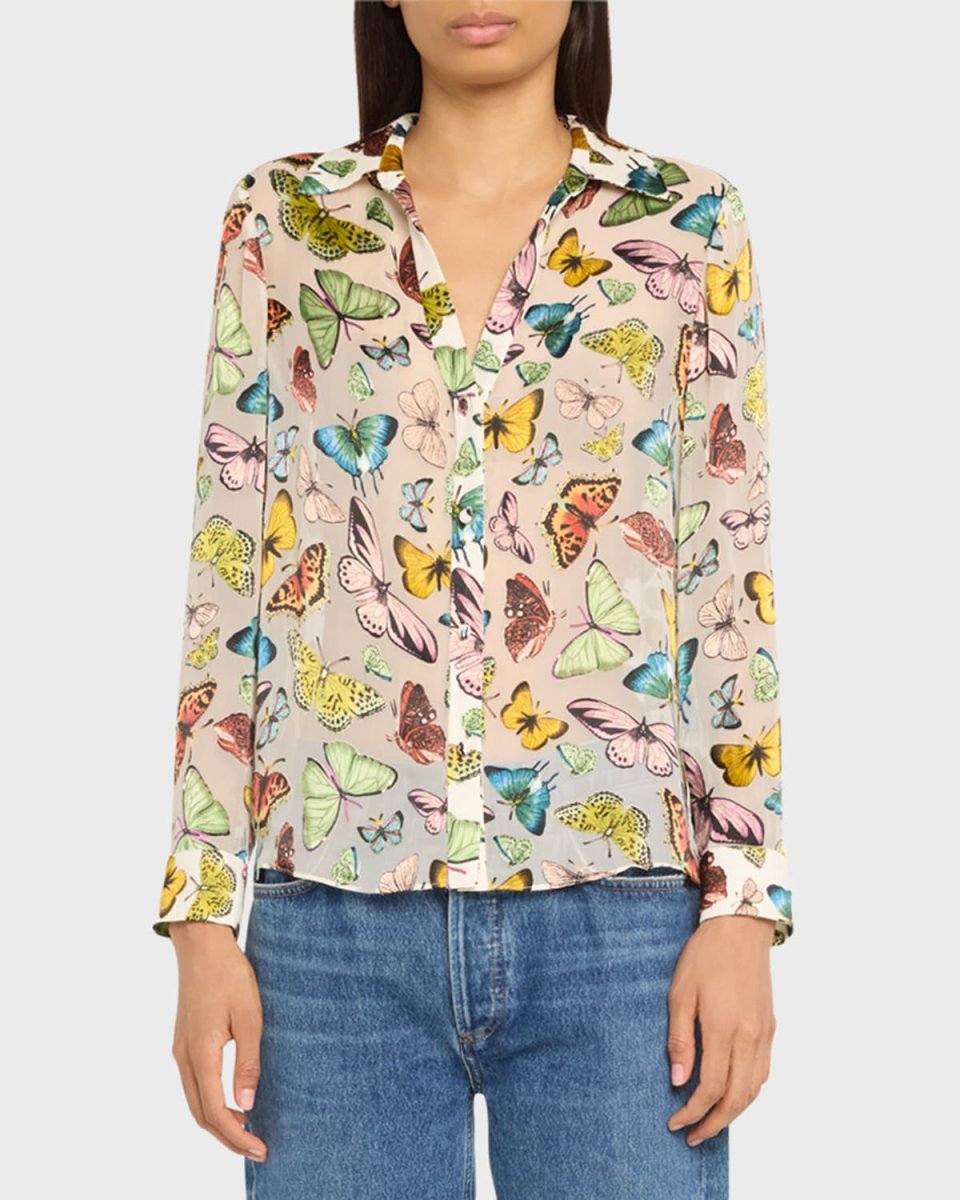 Eloise Boundless Butterfly Button-Front Blouse