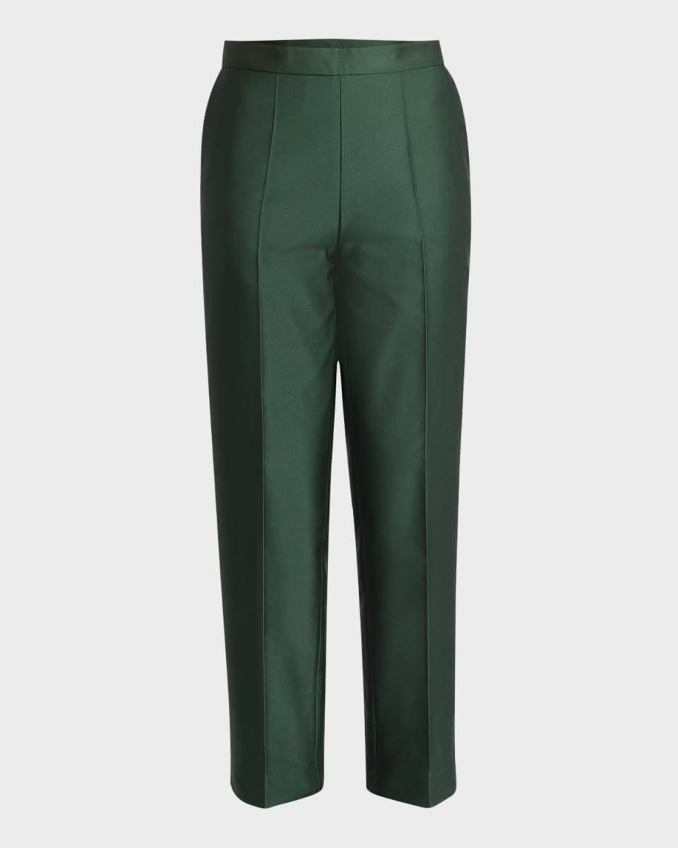 Prati Silk Straight-Leg Ankle Pants