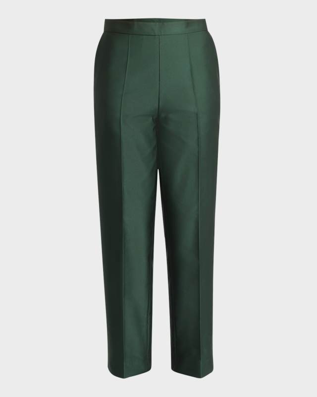 Prati Silk Straight-Leg Ankle Pants
