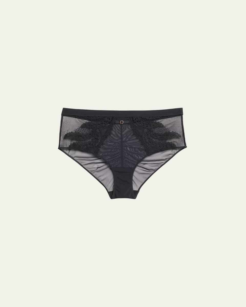 Mystic Embroidered Tulle & Crepe Briefs