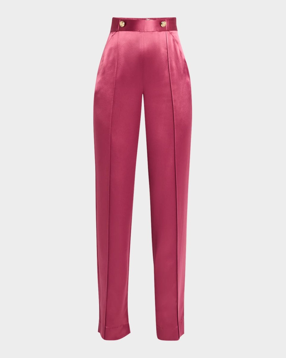 Rainer High-Rise Straight-Leg Satin Pants
