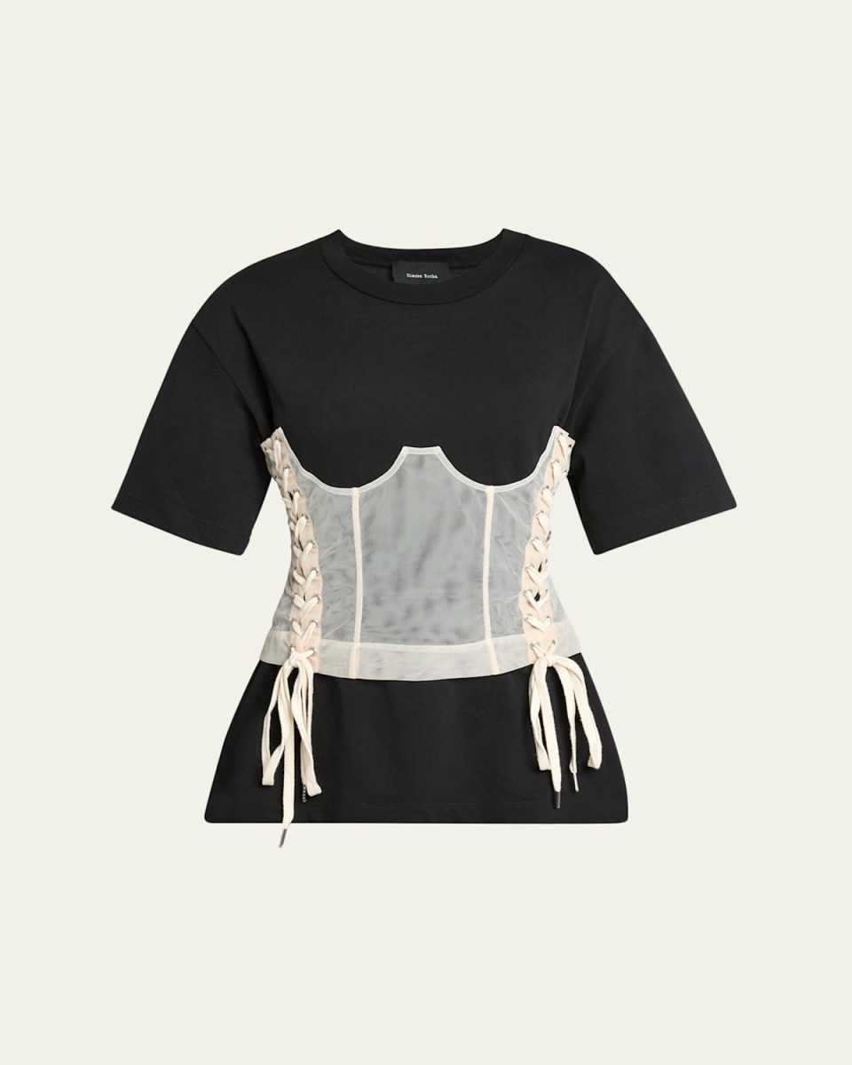 Boxy T-Shirt with Corset Panel