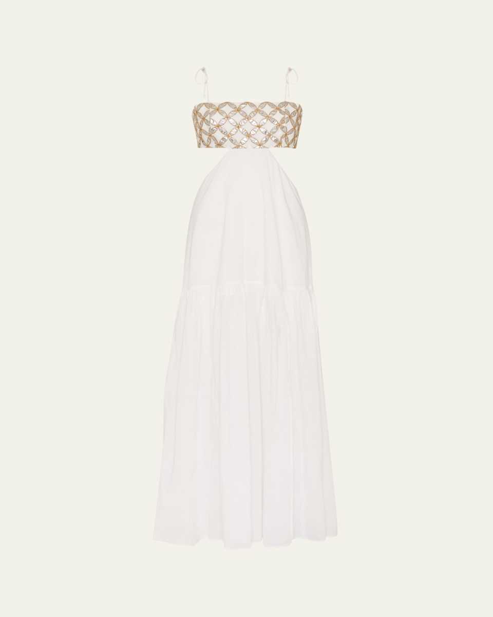 Atalia Cutout Mirror-Embellished Maxi Dress