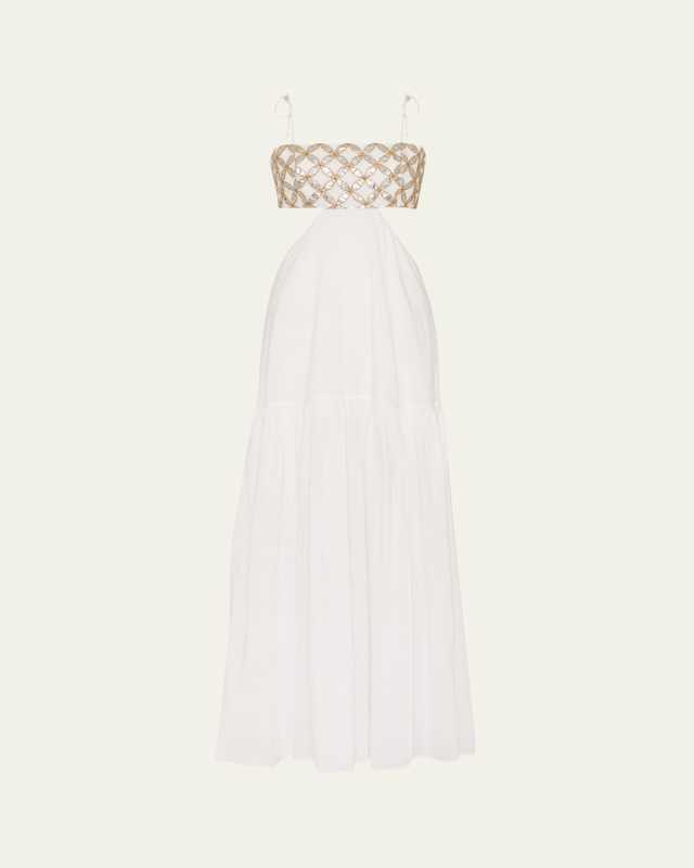 Atalia Cutout Mirror-Embellished Maxi Dress