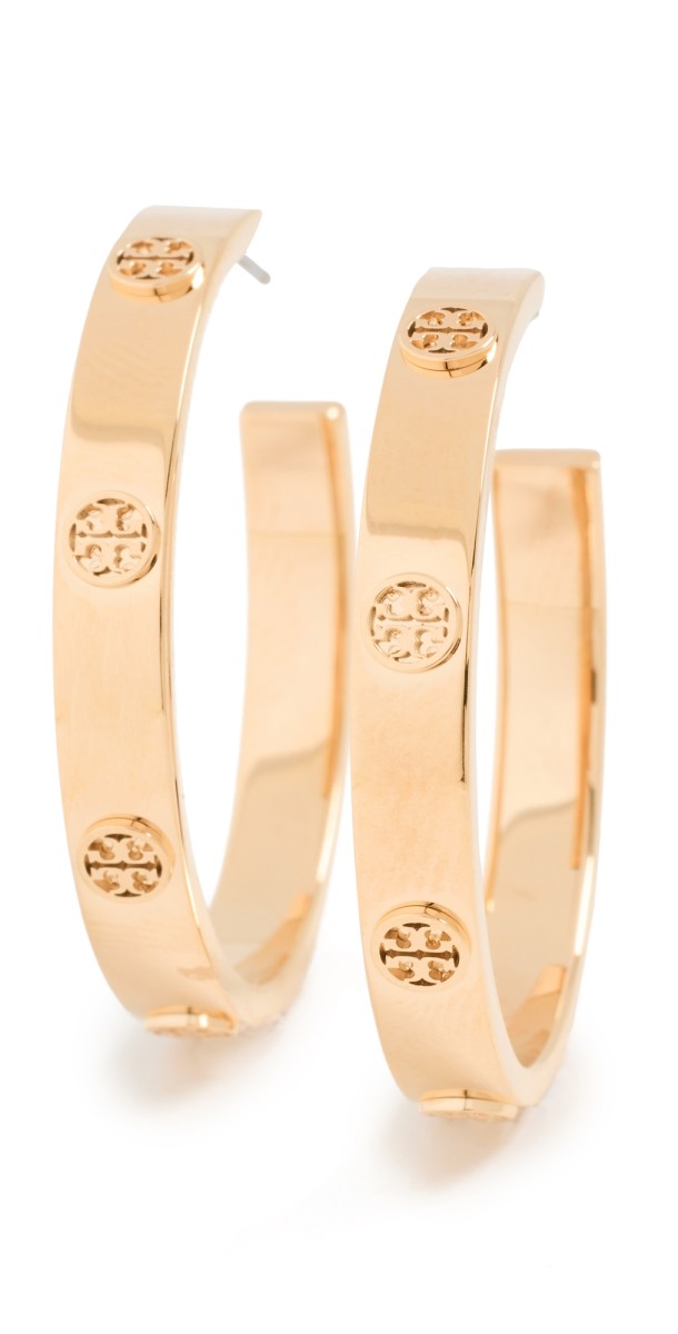 Tory Burch Miller Stud Hoop Earrings Tory Gold