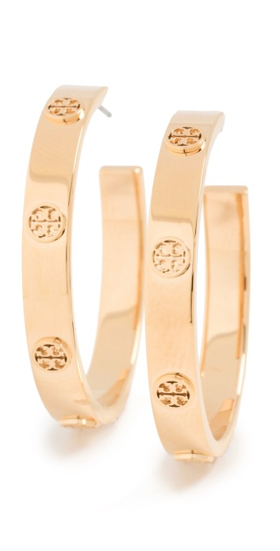 Tory Burch Miller Stud Hoop Earrings Tory Gold