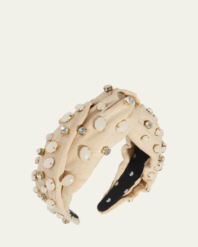 Greta Embellished Linen Headband