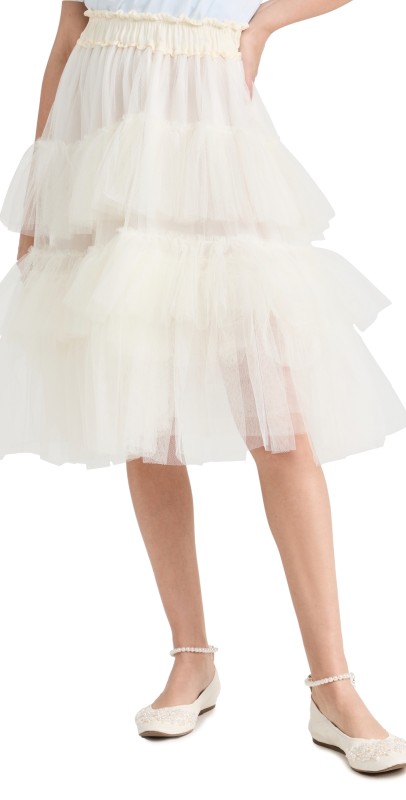 Simone Rocha Elasticated Layered Tutu Skirt Ivory