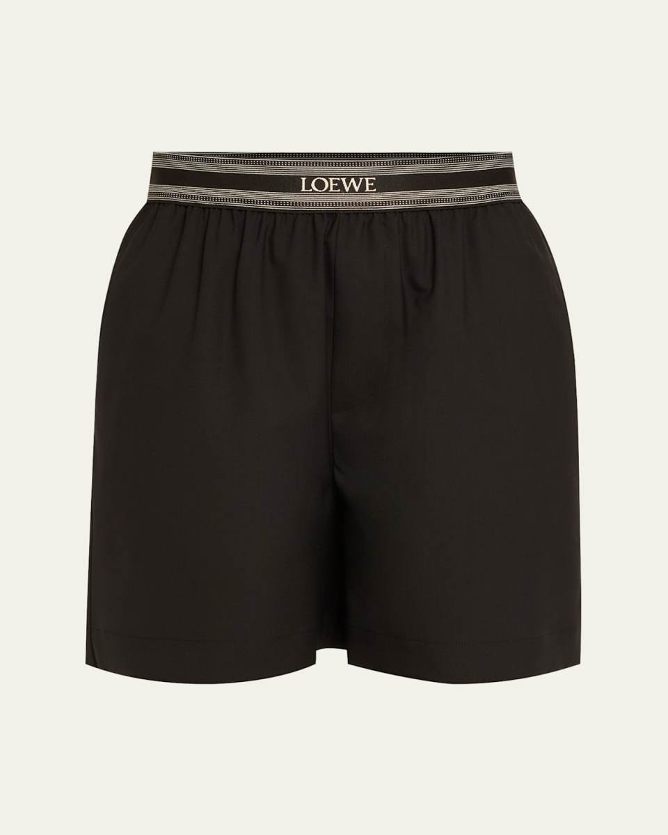 Logo Waistband Wool Shorts