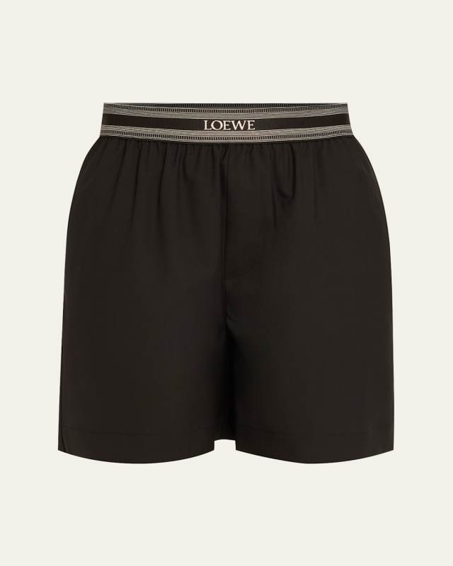Logo Waistband Wool Shorts