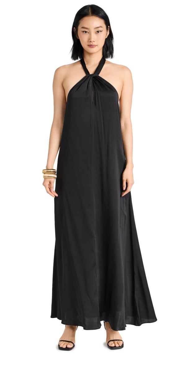 SIMKHAI Ayra Halter Neck Ruchedaxi Dress Black