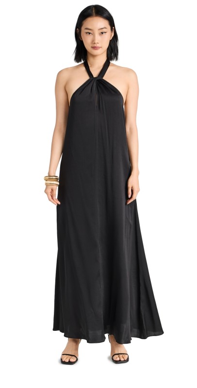 SIMKHAI Ayra Halter Neck Ruchedaxi Dress Black