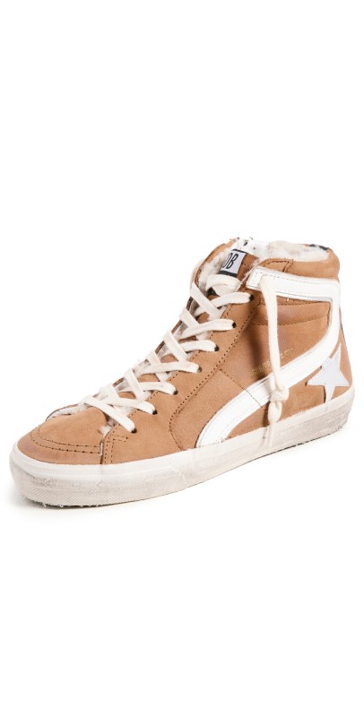 Golden Goose Slide Sneakers Cognac/Silver/White/Beige
