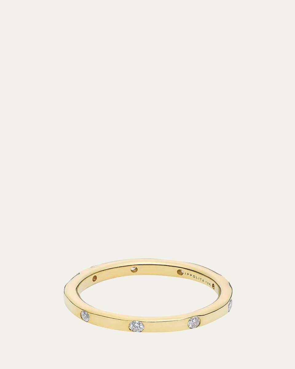 Thin Band Ring in 18K Gold with Diamonds