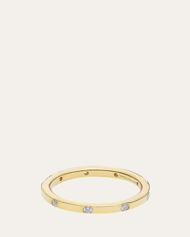 Thin Band Ring in 18K Gold with Diamonds