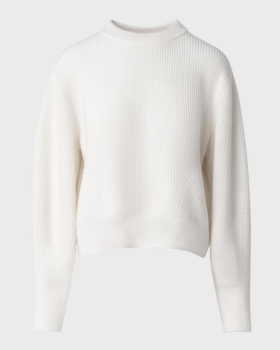 Wool-Cashmere Rib Crewneck Sweater