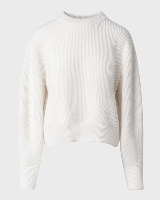 Wool-Cashmere Rib Crewneck Sweater