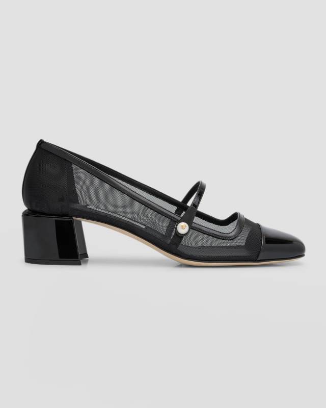 Elisa Mesh Mary Jane Ballerina Pumps