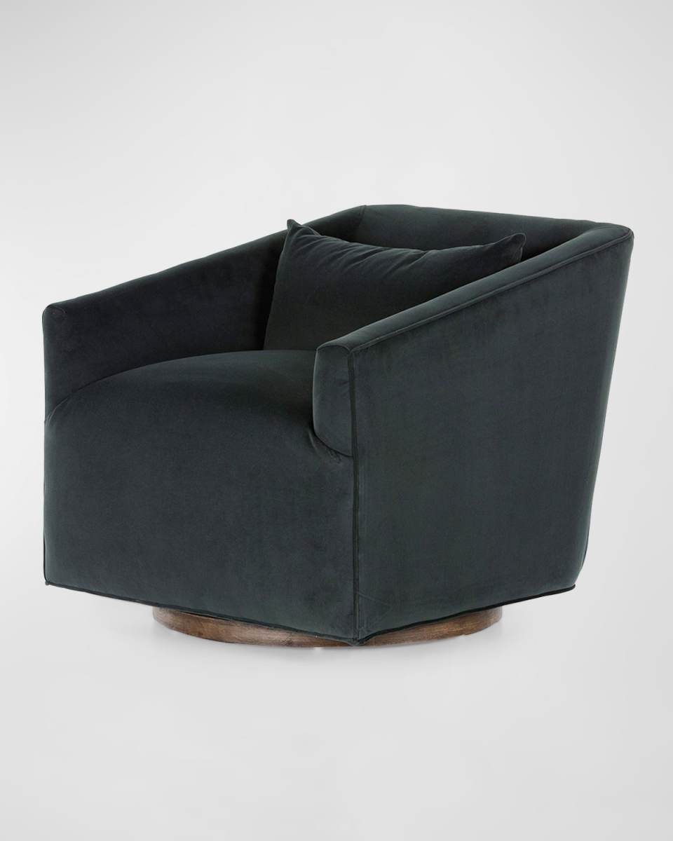 York Velvet Swivel Chair