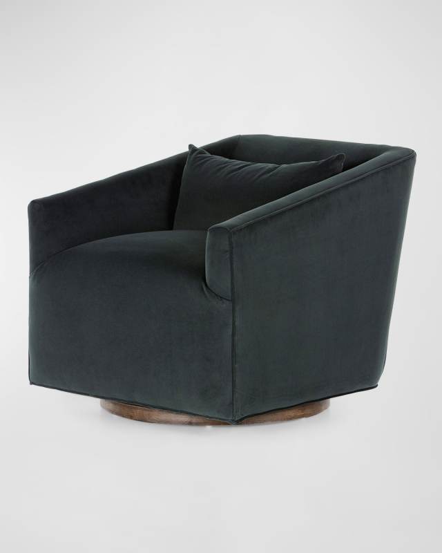 York Velvet Swivel Chair