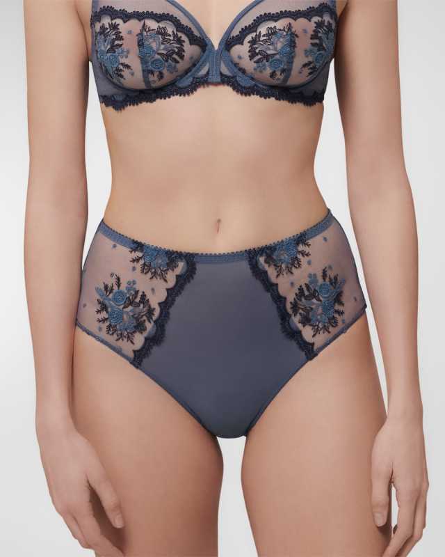 Intrigue Ruched Embroidered Retro Briefs