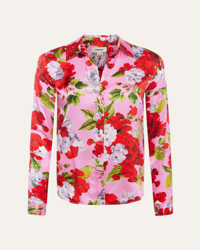 Tyler Floral-Print Silk Blouse