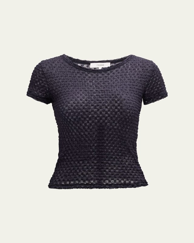 Mesh-Lace Crewneck Baby T