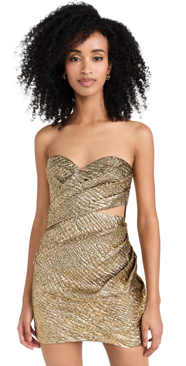 AKNVAS Cindi Mini Dress Gold Leaf