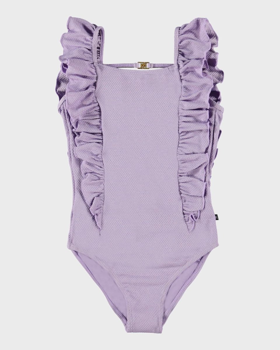 Girl's Nathalie One Piece Ruffle Swimsuit, Size 8-14