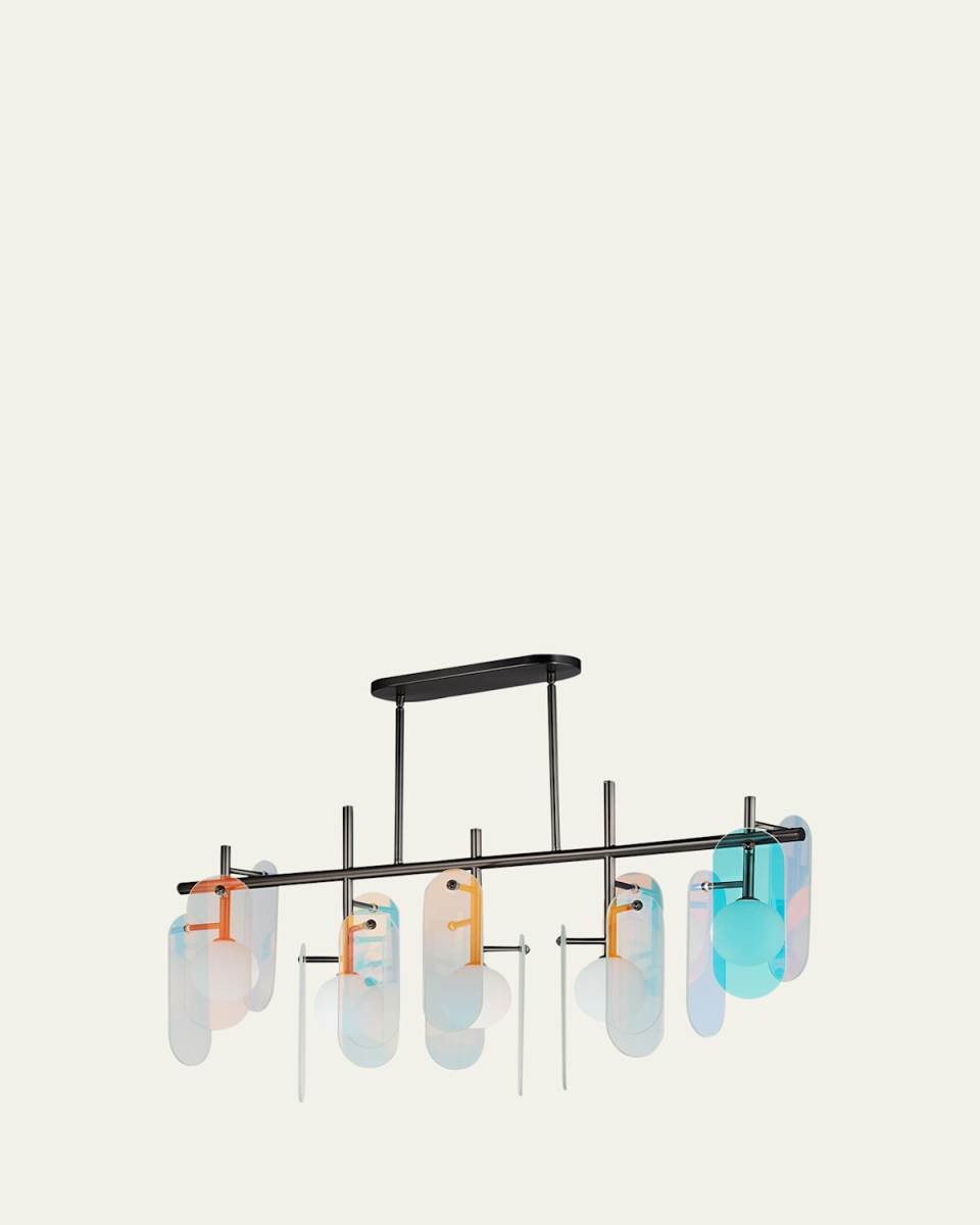 Megalith Dichroic Glass 47" 5-Light Linear Chandelier