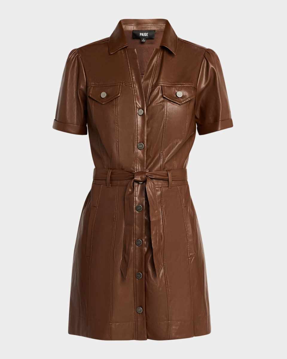 Amina Faux-Leather Shirtdress