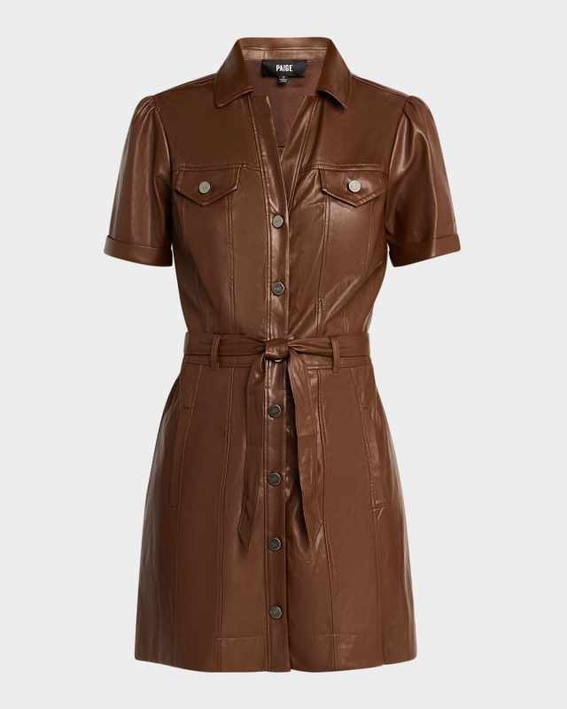 Amina Faux-Leather Shirtdress