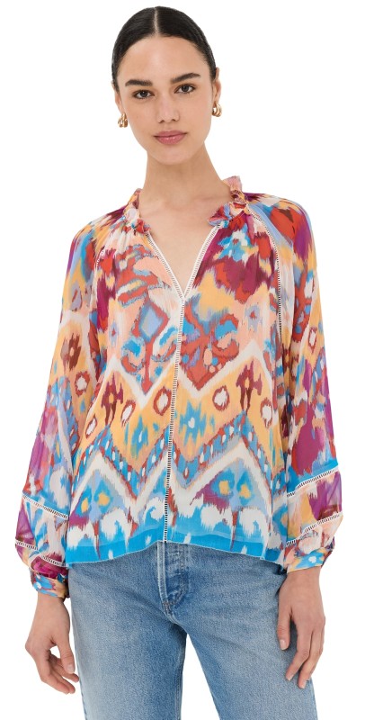 Figue Luz Top Watercolor Ikat Clay Brown