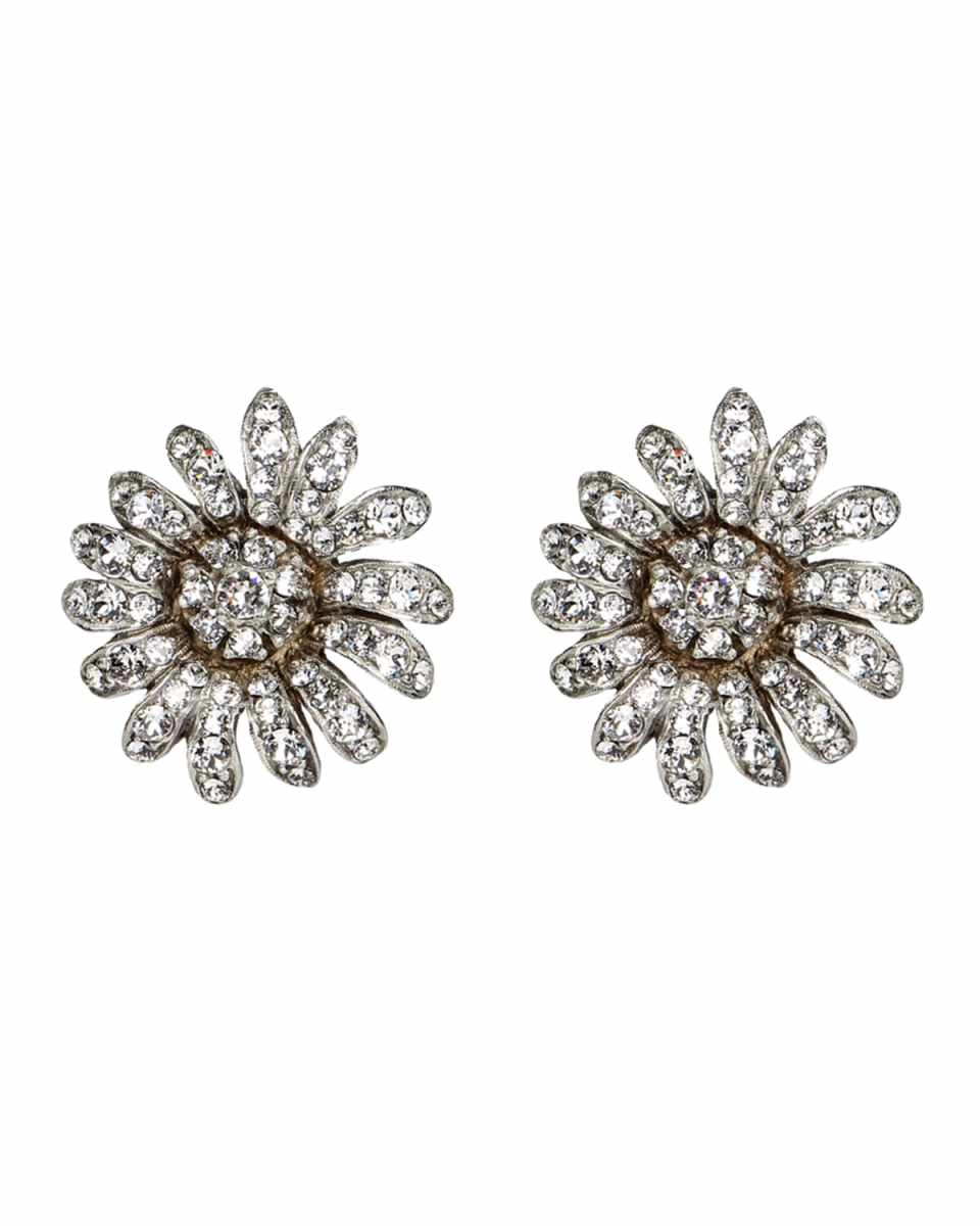 Crystal Daisy Clip-On Earrings