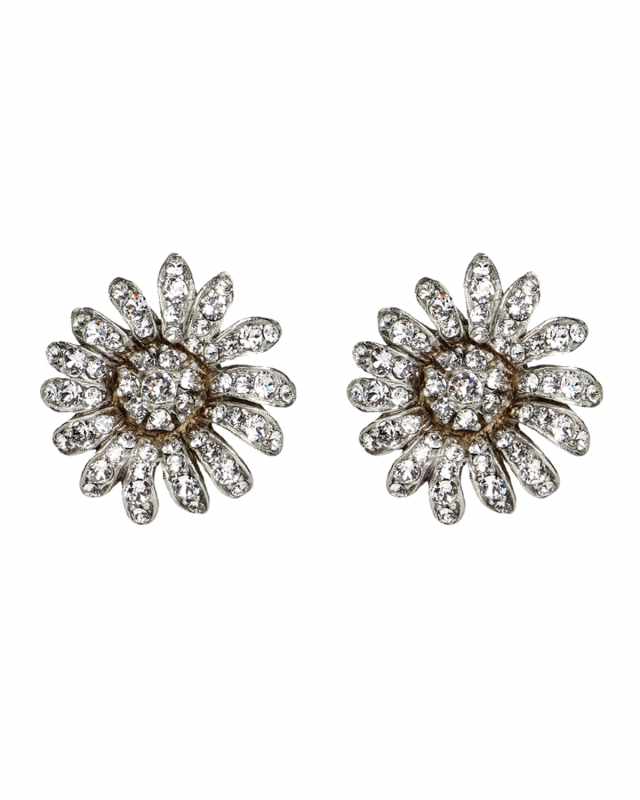 Crystal Daisy Clip-On Earrings