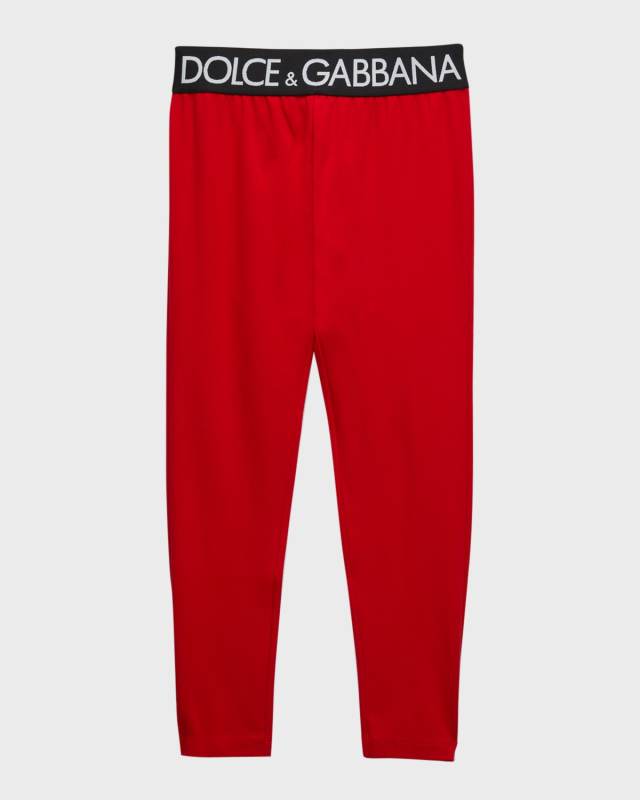 Girl's Logo-Tape Waistband Leggings, Size 4-6