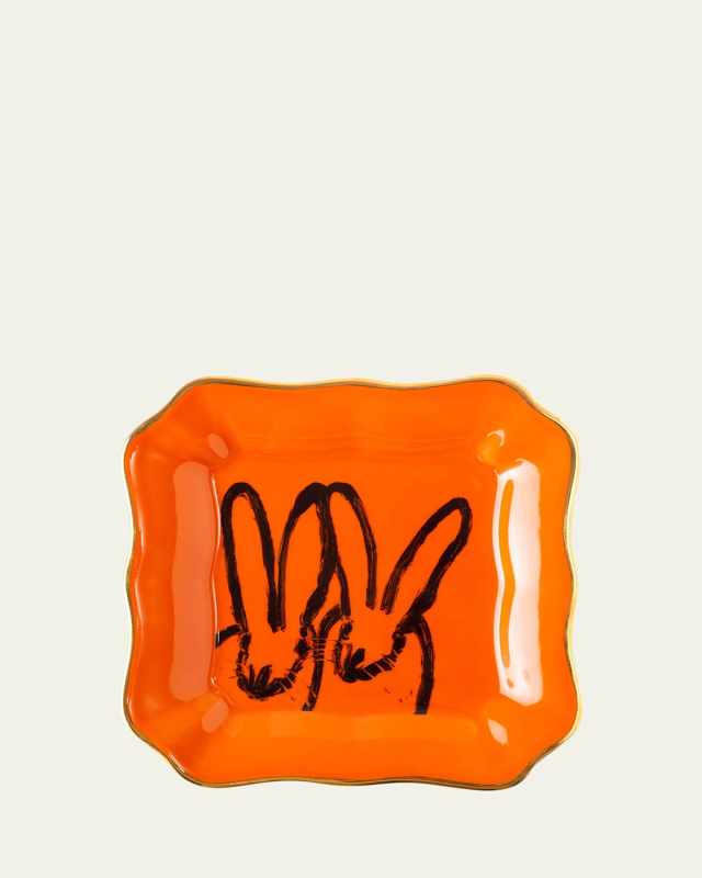 Portrait Plate with Gold Rim - Orange