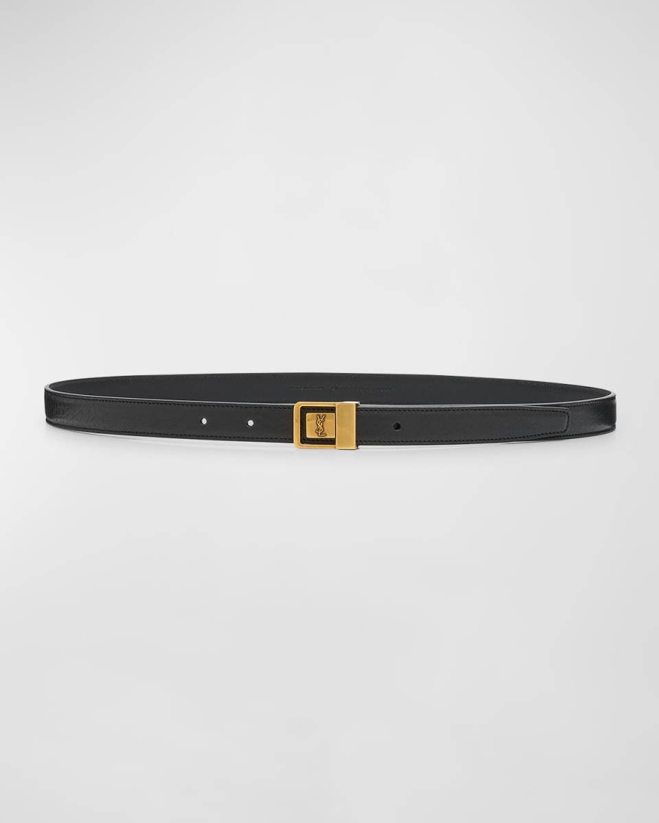 YSL Buckled Grainy Leather Belt
