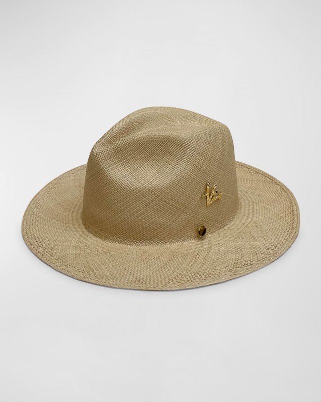Elena Embellished Straw Large Brim Hat