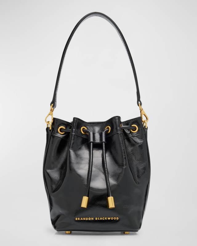 Corey Drawstring Leather Bucket Bag