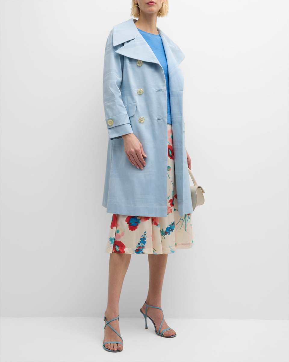 Jacqueline Striped Double-Breasted Coat