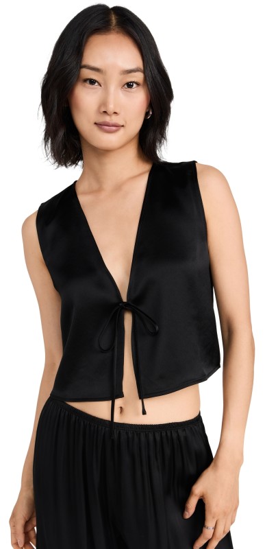Leset Barb Tie Top Black