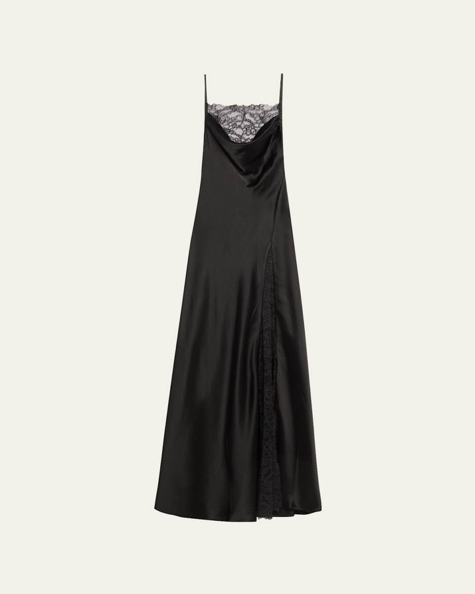 Elena Lace Satin Maxi Slip Dress