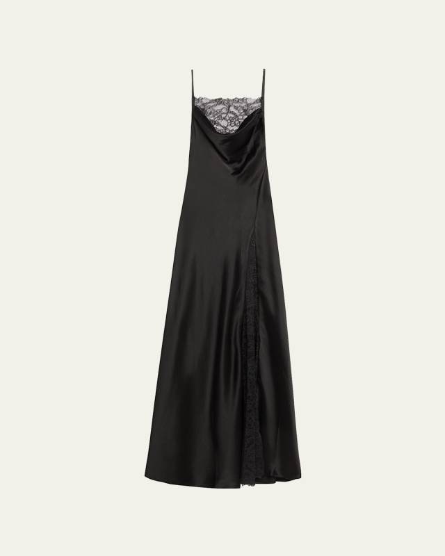 Elena Lace Satin Maxi Slip Dress