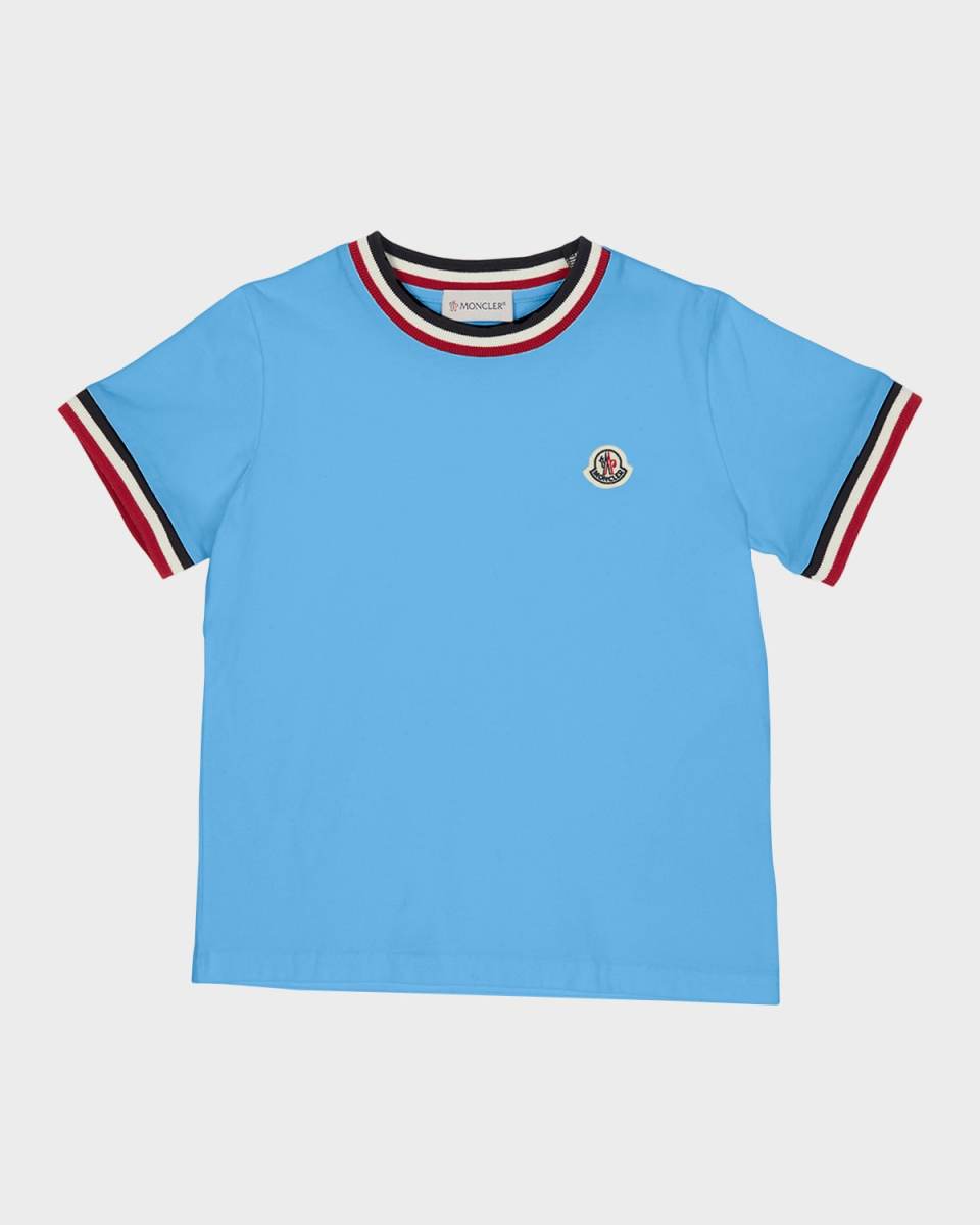 Boy's Logo Patch Striped Trim T-Shirt, Size 8-14