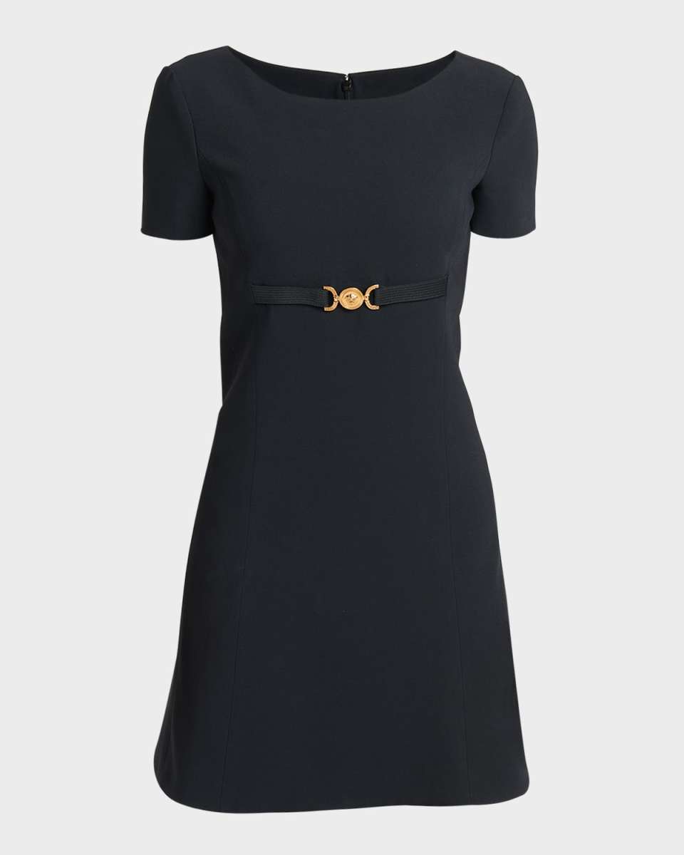 Techno-Cady Short Sleeve A-Line Mini Dress