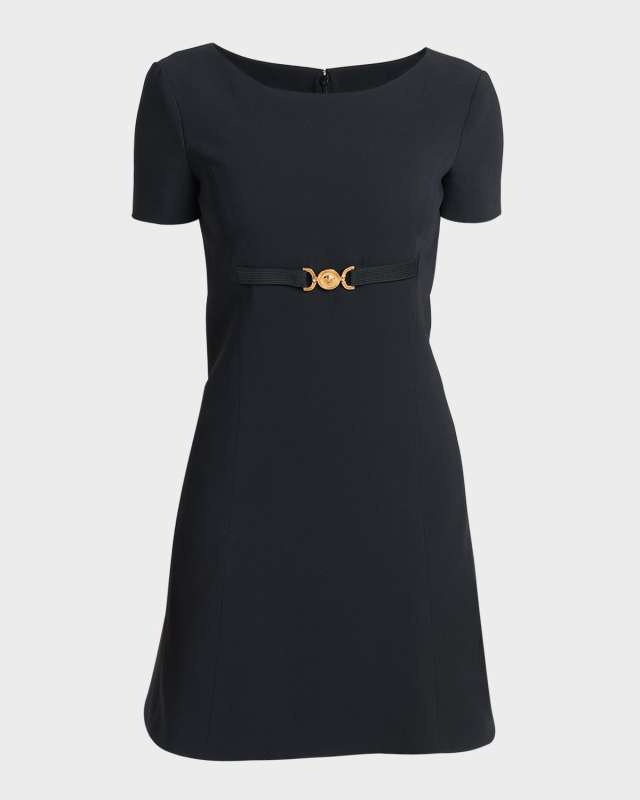 Techno-Cady Short Sleeve A-Line Mini Dress