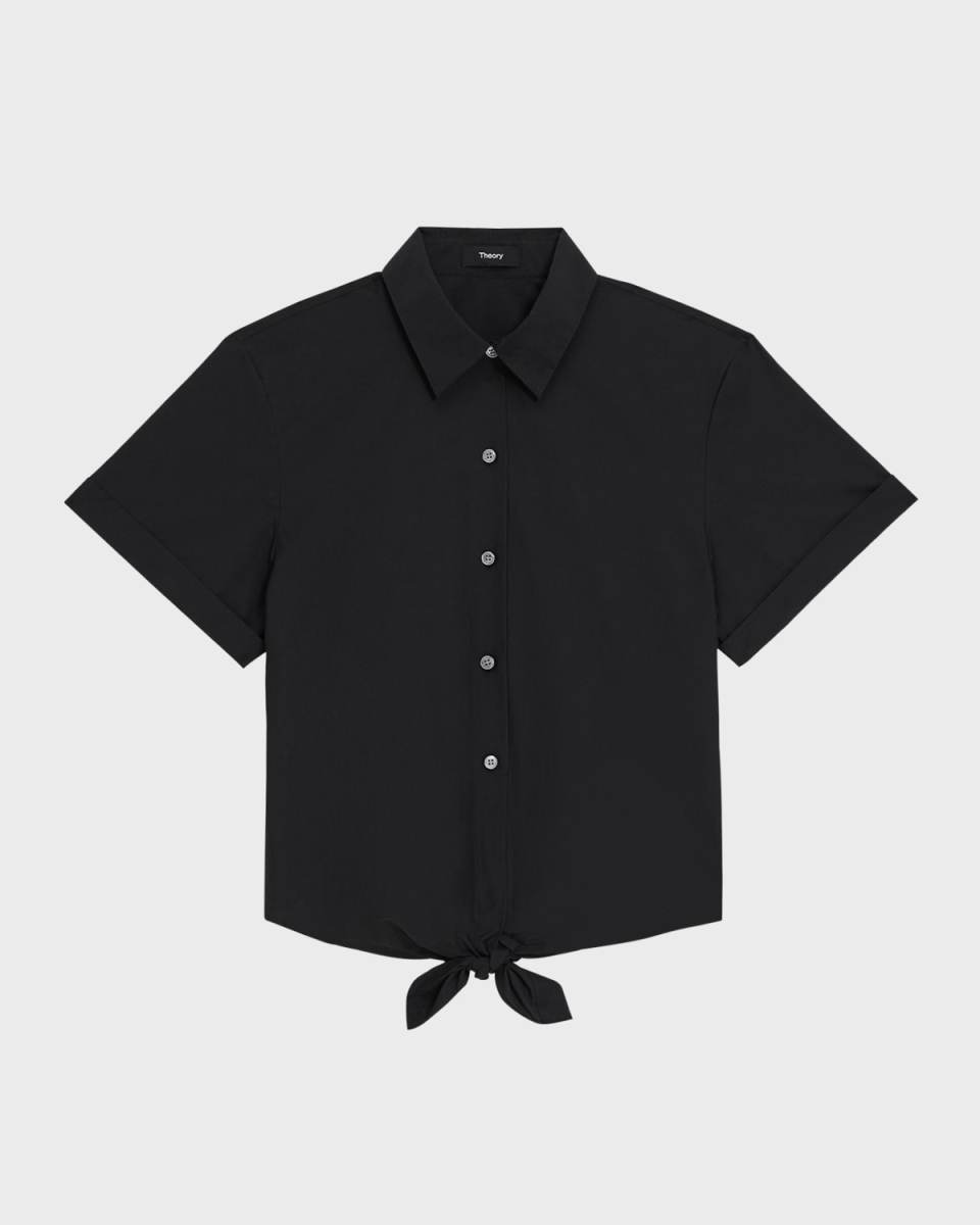 Tie-Front Short-Sleeve Blouse