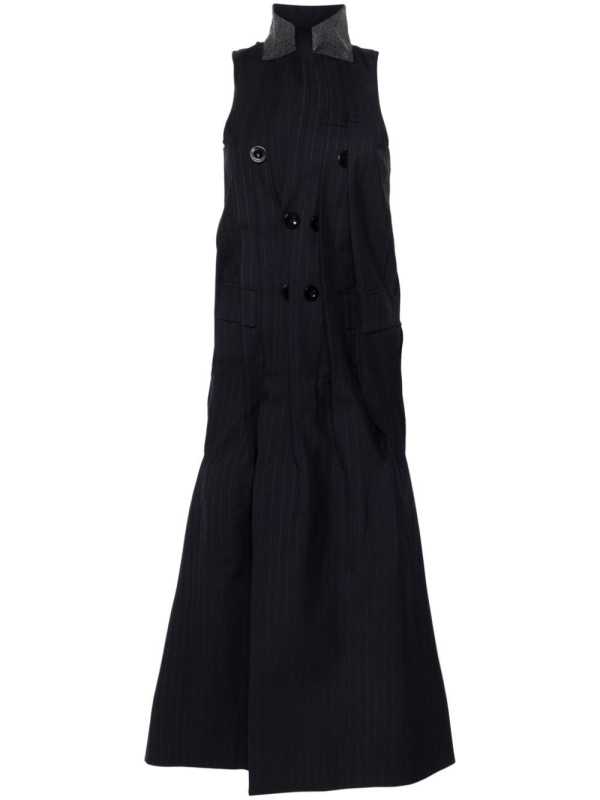 pinstriped pleated maxi dress