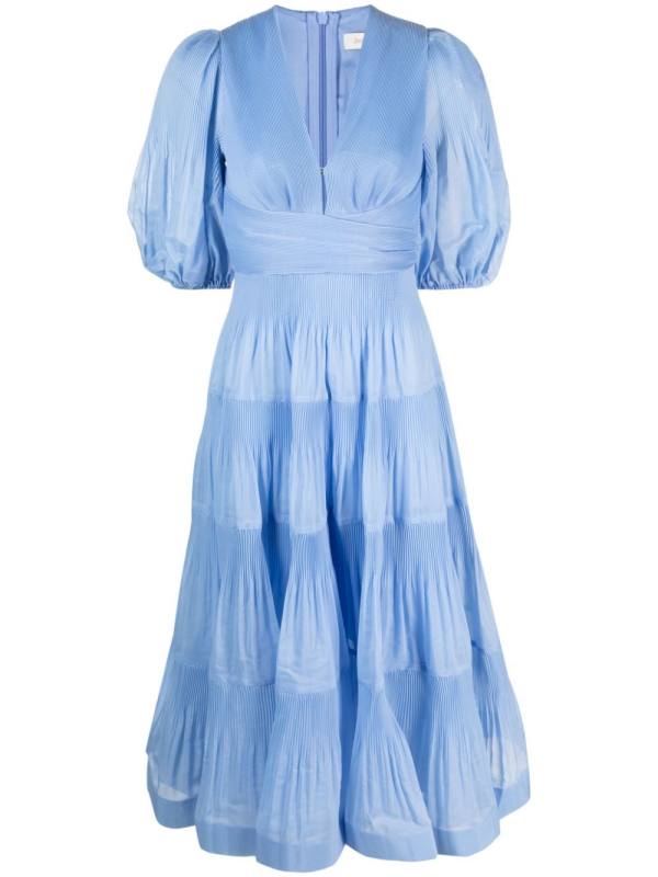 pleated midi dress